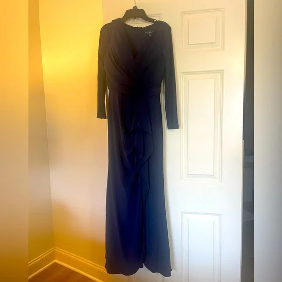 Betsy & Adam | Dresses | Betsy Adam 6p Navy Mother Of Bride Groom Dress Long  Sleeve | Poshmark